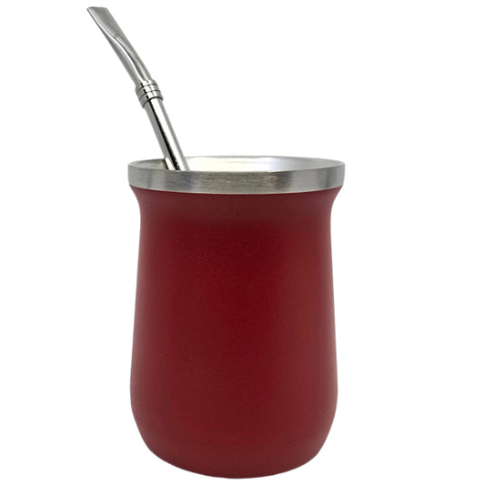 Botella de acero inoxidable de doble pared estilo Stanley, color rojo mate, 8 oz (220 ml)