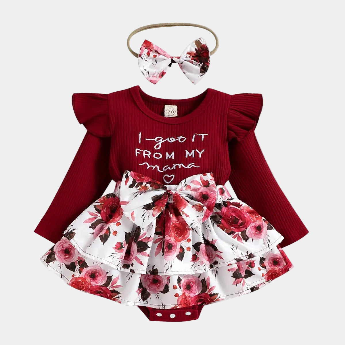 Ensemble body manches longues et jupe Bordeaux / 18-24 mois Mini Merveille
